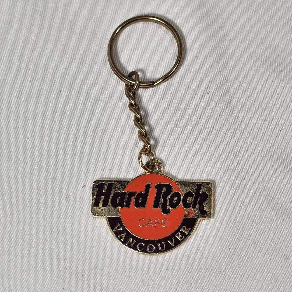 Vtg Hard Rock Cafe Vancouver and Logo Keychain Keyring